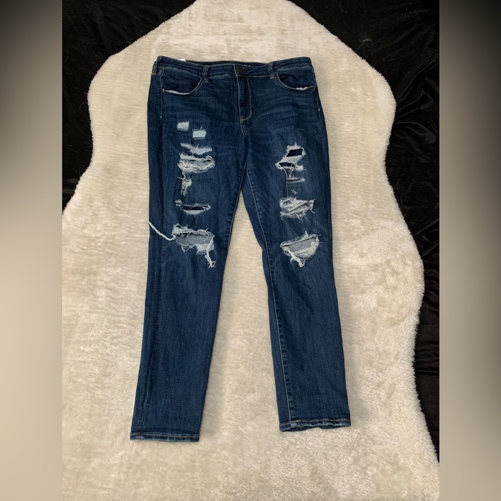 Dark Blue Distressed Women's Jeans